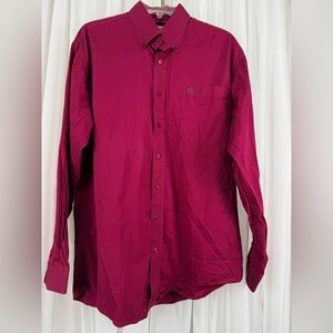 Cinch Men’s Button Down Shirt Medium Red Western Long Sleeve Cotton Y2K